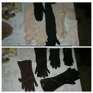 VINTAGE WOMENS GLOVES BLACK WHITE/IVORY LOT OF 12